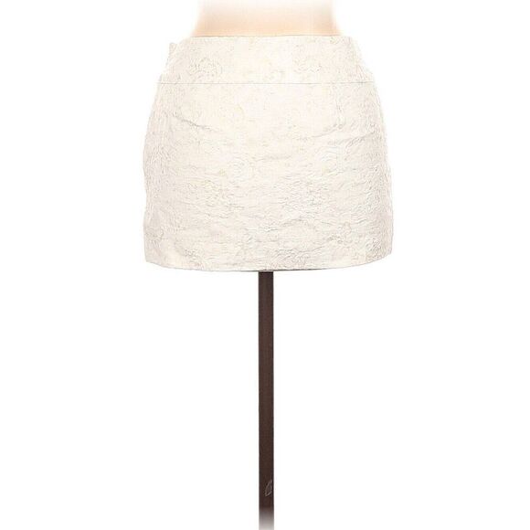 Abercrombie & Fitch Womens Mini Skirt 6 White Rosebud Gold Brocade Y2K - Picture 1 of 2